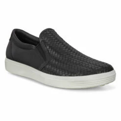 Ecco Soft 7 Woven Slip-On Sneaker Black Leather (Women's)